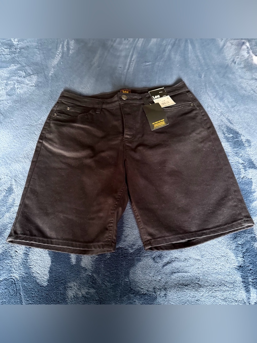NWT Lee Unionall Black Bermuda Shorts Stretch Twill Women’s Size 12 Mid Rise